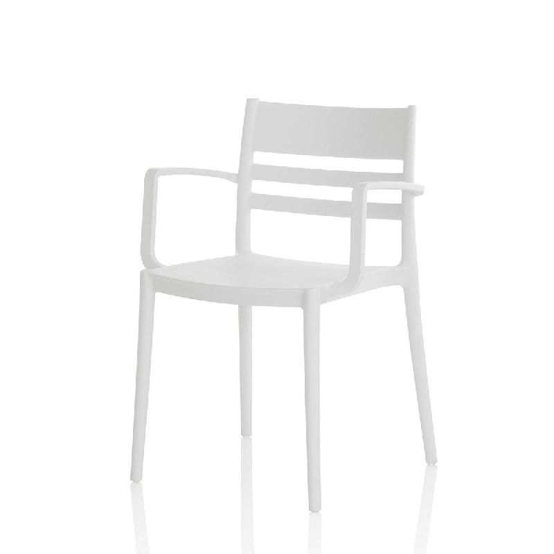 AQA Design Ensemble de 4 chaises intérieures/extérieures SHYLA avec accoudoirs en polypropylène blanc L.53,5 P.56 H.81 MP02200 - blanc plastique po_0