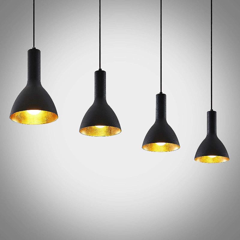 ARCCHIO SUSPENSION COSMINA, À 4 LAMPES, LONGUEUR 120 CM, NOIR