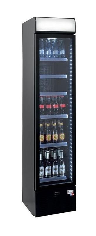 Armoire à boisson étroite avec porte vitrée battante noire 0/+7°c -... - PVBC125C_0