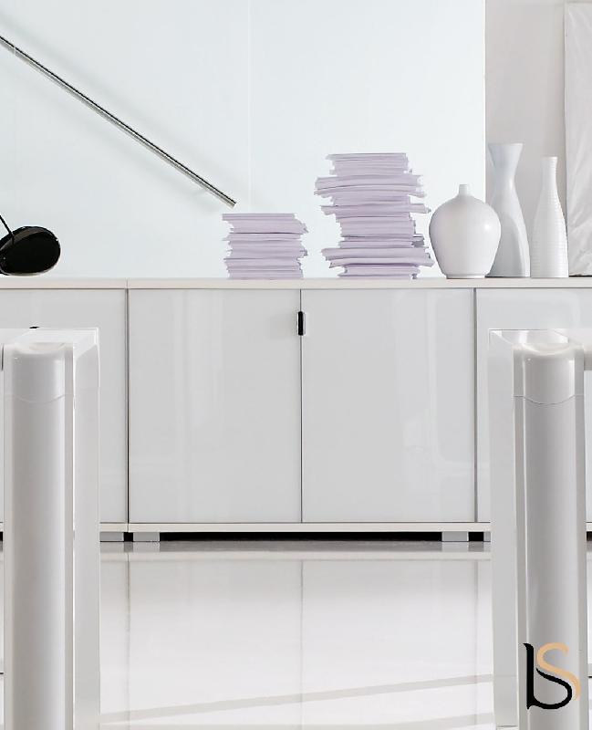 Armoire avec 2 portes en verre blanc - Mobel Linea - Blanc_1