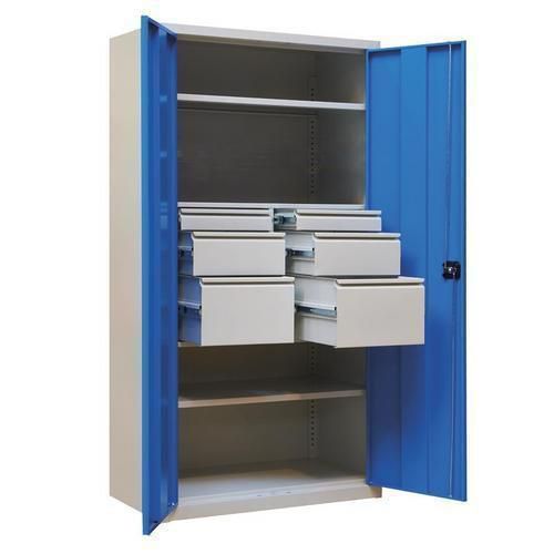 ARMOIRE D'ATELIER MÉTALLIQUE - 195X95X50 CM - 6 TIROIRS