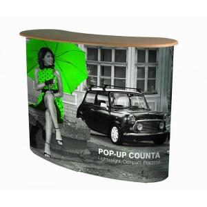Banque d'accueil pop-up pliable - Structure aluminium - Plateau bois - Impression quadri sur PVC 450 microns_0