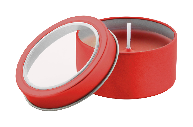 Bougie à la vanille - boîte en métal - couleur rouge - 60g_0