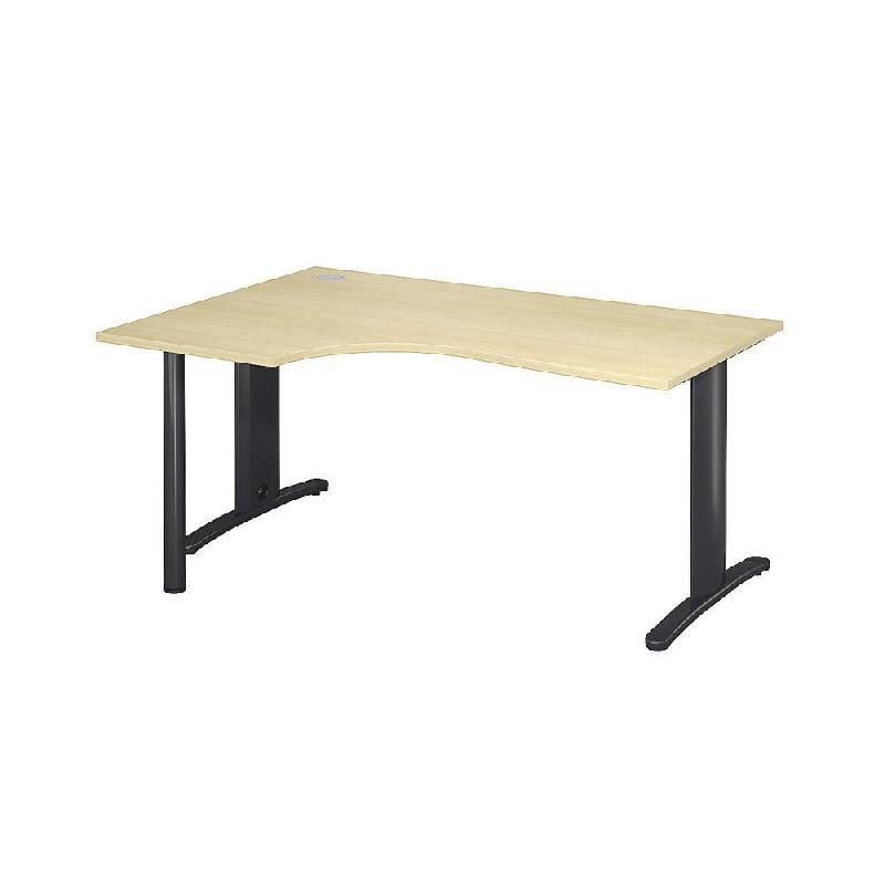 BUREAU COMPACT RETOUR À GAUCHE IMEDIA - L. 160 X P. 110 CM - PLATEAU BLANC - PIEDS ANTHRACITE