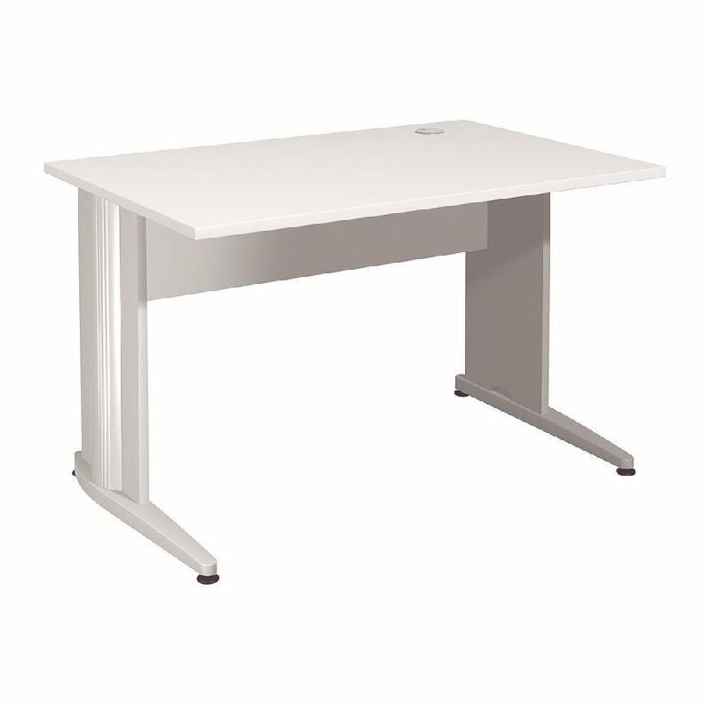 BUREAU DROIT ACTIVITY - L. 120 X P. 80 CM - PLATEAU BLANC - PIEDS L 'ALUMINIUM'