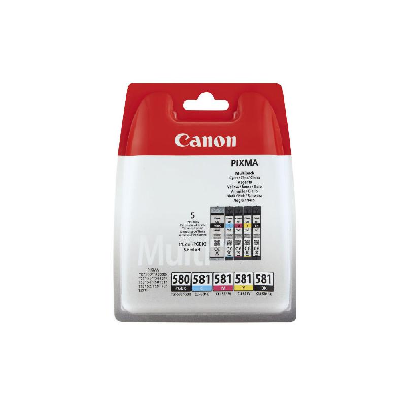 CARTOUCHE D'ENCRE AUTHENTIQUE CANON PGI-580 PGBK/CLI-581 CMYBK - 2078C005 - PACK 5 COULEURS