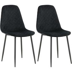 Chaise motif diamant en velours Polar (Lot de 2) Venture Home - noir 3700866353056_0