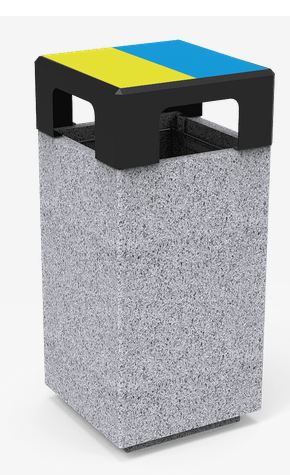 Poubelle tri sélectif Kube Selectif PA672S2 - béton préfabriqué gris granite avec traitement Ferrus_0
