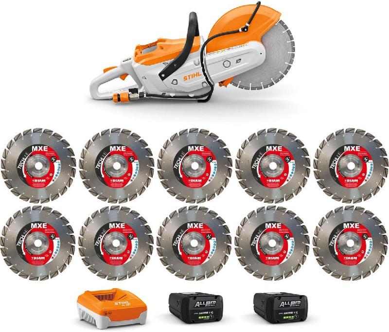 Découpeuse à batterie TSA 300 avec 10 disques diamants MXE Ø 300 mm + 2 batteries et 1 chargeur - STIHL - TSA300.0+POWER-BOX-300+MXE300/20_0