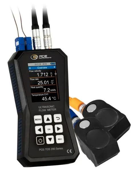 Débitmètre à ultrason portatif, avec capteurs pour petits, grands et moyens tuyaux et capteurs de température - PCE-TDS 200+ SL - PCE INSTRUMENTS_0