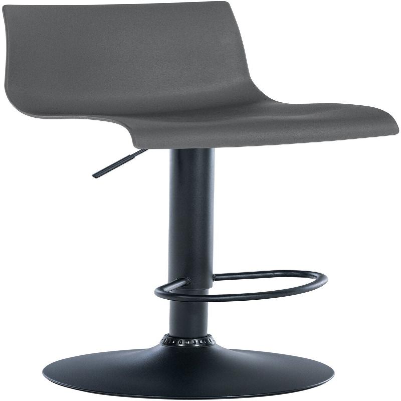 Décoshop26 - Tabouret de bar x1 design simple avec repose-pieds en plastique gris pieds en métal noir 10_0004550 - gris métal 3000252168968_0