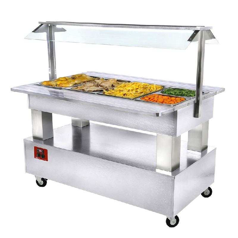 Diamond - Buffet chauffant, bain marie, 4x GN1/1-150 (Bois Blanc) - réf. BBM/4N-A1 - inox AKS-BBM/4N-A1_0