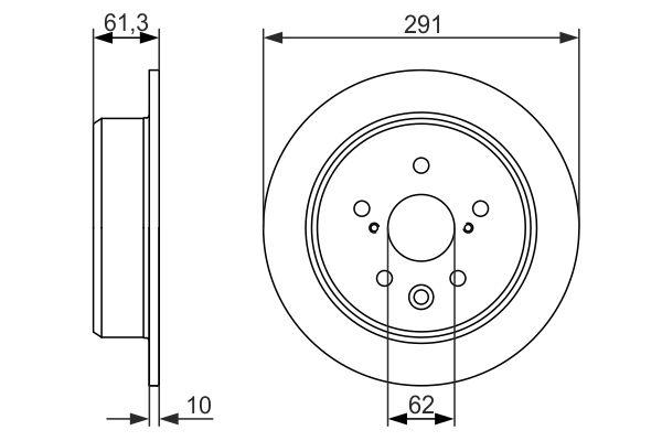 Disque de frein Bosch 0986479657 - boîte de 2 disques - arrière - plein - 5 trous - épaisseur 10 mm_0