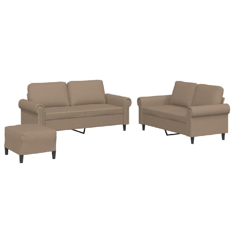 Ensemble de canapés 3 pcs avec coussins Cappuccino Similicuir Modèle Alvioris - 8721012071261_0
