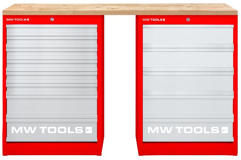 Établi modulaire Rubberwood avec 2 armoires à tiroirs 5T & 8T 1500 mm MW Tools MOD15L58R_0