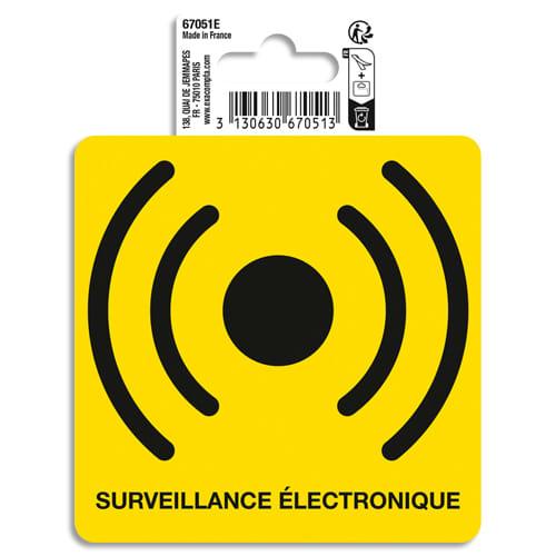 Exacompta - Panneau PVC adhésif antidérapant - Surveillance électronique 10x10 cm - Réf. 67051E_0