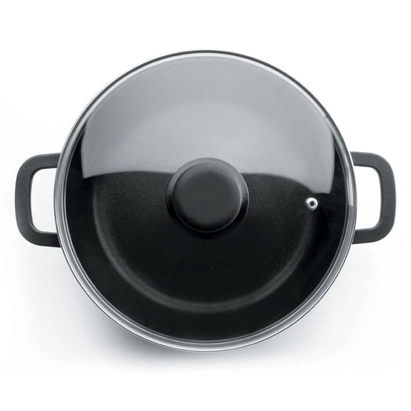 FAITOUT ROND INDUCTION EN FONTE D'ALUMINIUM AVEC COUVERCLE EN VERRE - Ø 24 CM - LACOR - FONTE FORTE