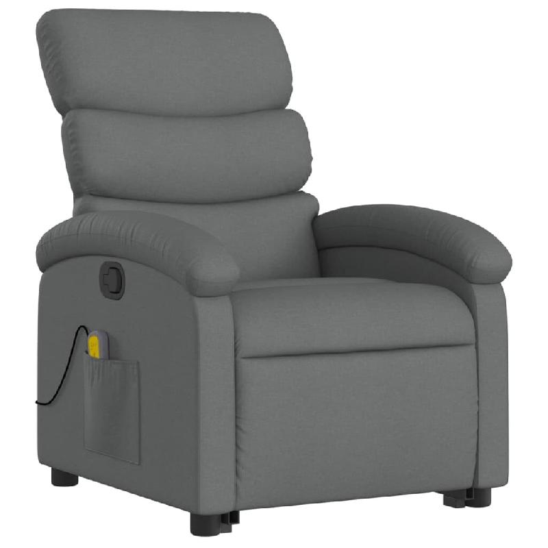 Fauteuil de massage inclinable Gris foncé Tissu Modèle Selvina - 8721012164796_0