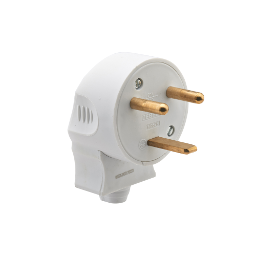 FICHE MÂLE - 2P+T 20A - SORTIE LATÉRALE - BLANC DEBFLEX