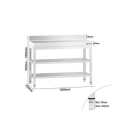 GGM Gastro Tables Inox de Travail Premium avec Dosseret et 2 étagères - Profondeur 700 mm - ATK67AZB - 4063326275978_0