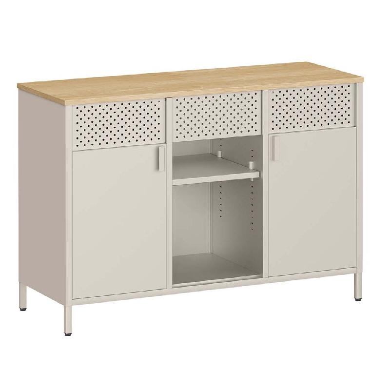 Helloshop26 - Armoire de rangement meuble en métal 40 x 110 x 76 cm placard à double portes buffet fermeture magnétique étagères 12_0007933 - mé_0
