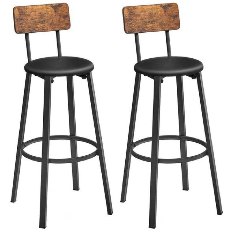 Helloshop26 - Chaises de bar lot de 2 tabourets hauts sièges rembourrés 39 x 39 x 100 cm repose-pieds montage facile style 12_0004970 - 3000222770498_0