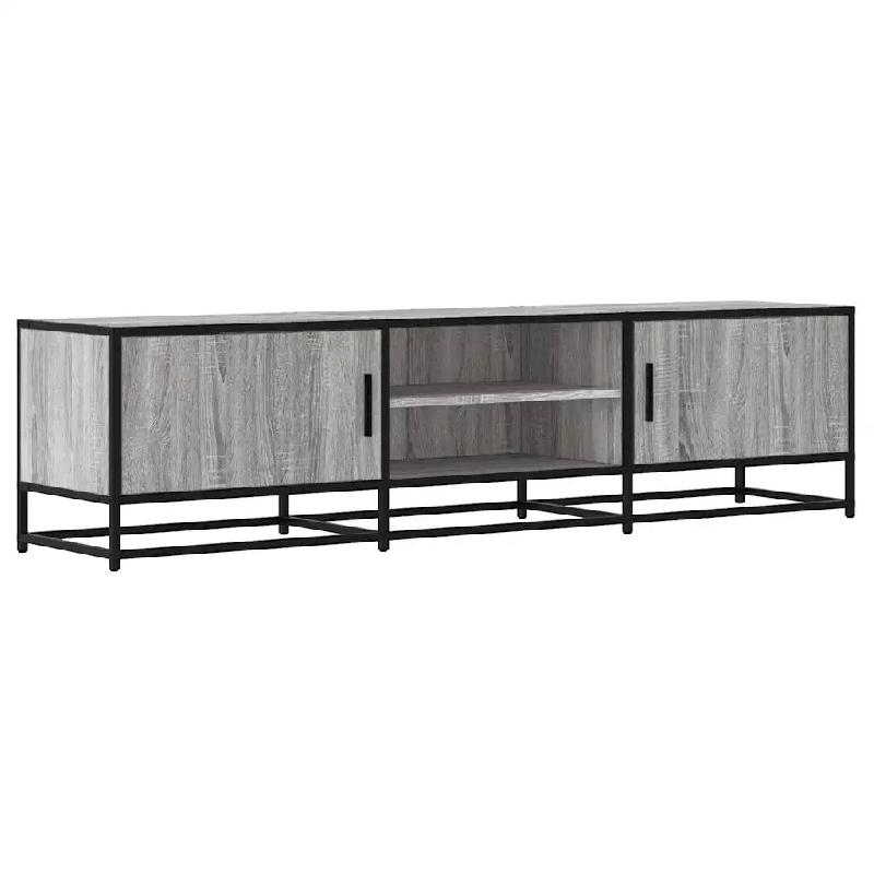 Helloshop26 - Meuble TV industriel avec grand rangement salon chambre 160 x 35 x 41 cm en bois d'ingénierie gris 02_0049608 - gris métal 3000235925380_0