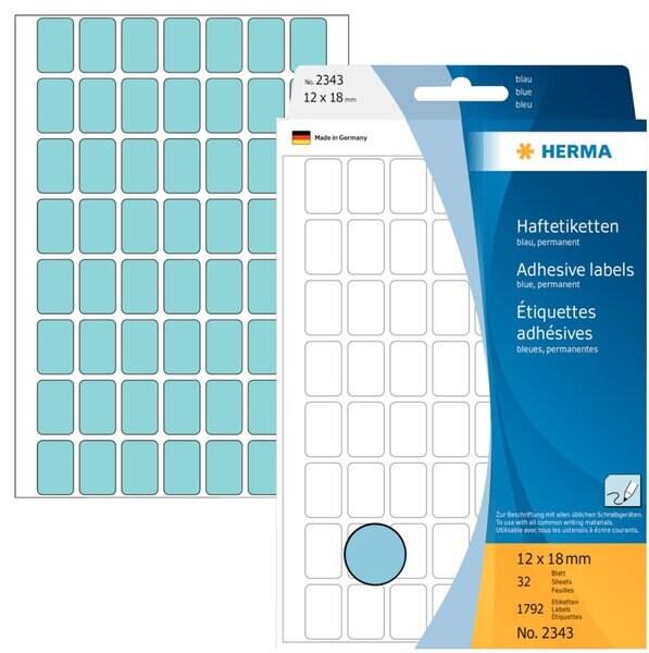 HERMA 1792 étiquettes bleues multi-usage, format 12 x 18 mm (32 feuilles 11x17 / cdt) - 2343_0
