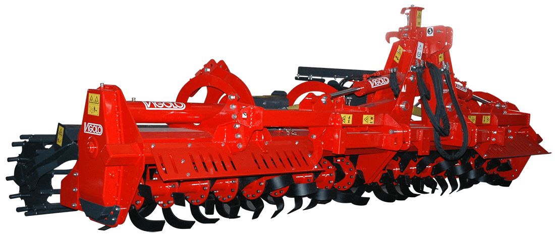 Hvg 350 à 450 - fraises et herses rotatives Vigolo - largeur 3500 à 4500 mm - transmission par engrenages, 6 lames courbes par flasque_0