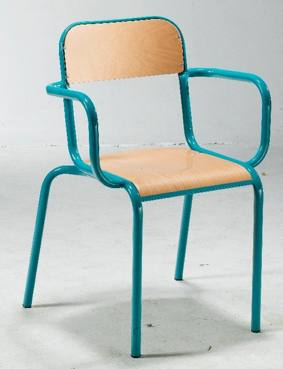 FAUTEUIL DE MAÎTRE AVEC ACCOUDOIRS TUBE, COLORIS GRIS RAL 9006 - MANUTAN COLLECTIVITÉS