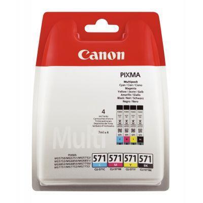 Lot de 4 cartouches jet d'encre Canon CLI 571 - noir, cyan, magenta et jaune - Réf. 0386C004_0