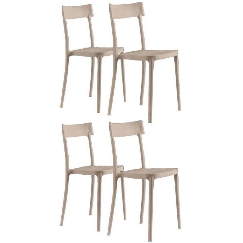 Lot de 4 chaises Corsocomo empilables - polypropylène sable - design moderne et tendance_0