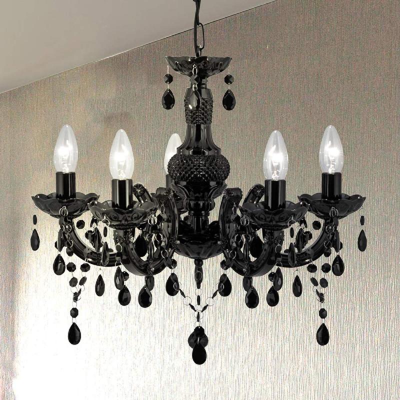 SEARCHLIGHT LUSTRE MARIE THERESE, NOIR, À 5 LAMPES