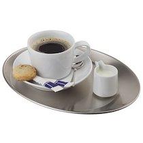 PLATEAU DE SERVICE CAFE, OVALE, ACIER INOXYDABLE MAT - LOT DE 2