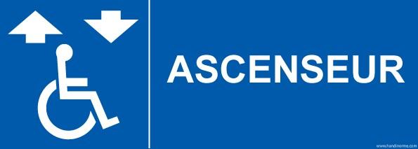 LOT DE 3 - PANNEAU ASCENSEUR AVEC PICTO PMR - 350 X 125 - VINYLE SOUPLE AUTOCOLLANT