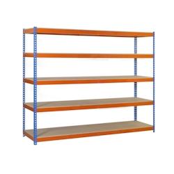 SimonRack Étagère Industrielle, 3000x1500x600 mm, 5 Niveaux en bois, Étagère Charge Lourde, Bleu/Orange/Bois - Simonforte - métal 8435104956960_0