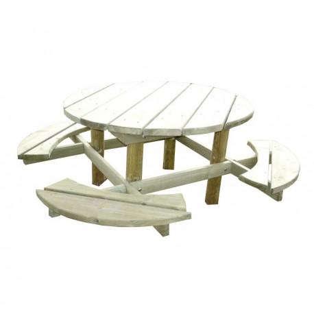 TABLE DE PIQUE-NIQUE EN BOIS RONDE FORESTIÈRE_0