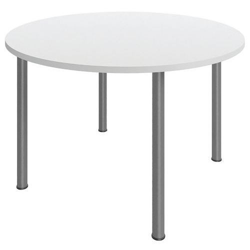 TABLE RÉUNION 4 PIEDS MÉTAL Ø 100 CM BLANC / ALU - BURONOMIC