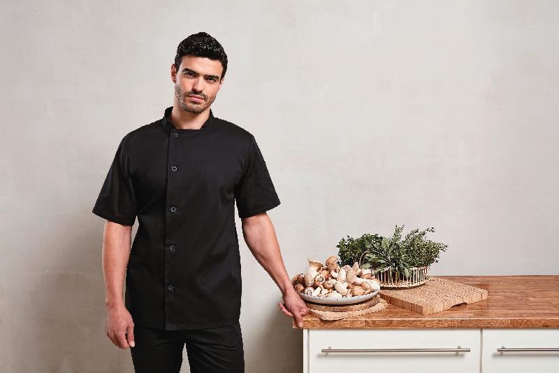 Veste chef cuisinier manches courtes Essential - PR900 - 65% polyester, 35% coton sergé - Lavage industriel à 85°C_0