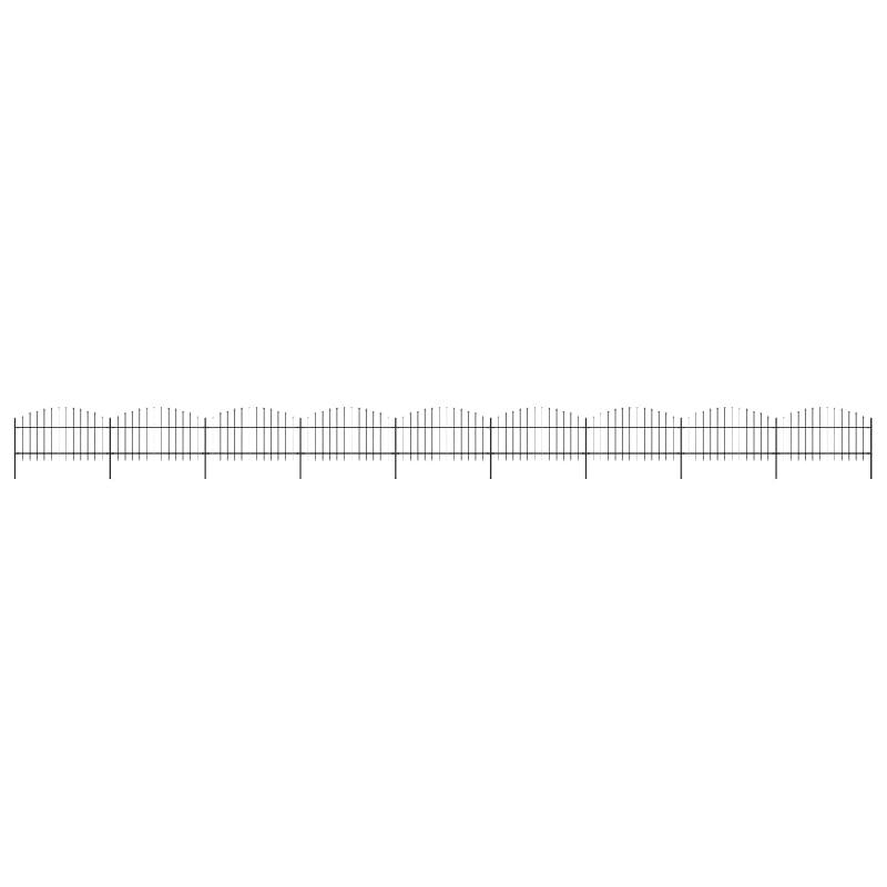 Vidaxl clôture de jardin à dessus en lance acier (1-1,25)x15,3 m noir 277729_0