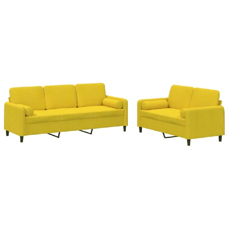 VidaXL Ensemble de canapés 2 pcs avec coussins jaune velours Modèle Orion Vintage - 3202040_0