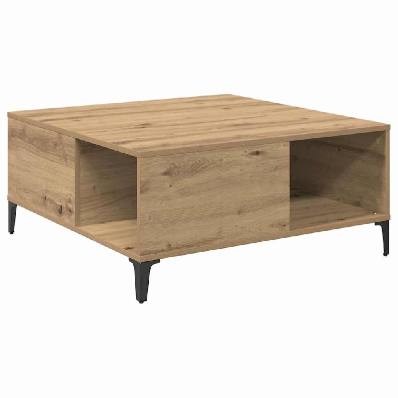 VidaXL Table basse Chêne artisanal 80 x 80 x 36,5 cm Bois d'ingénierie Modèle Luna Fixe - 881184_0