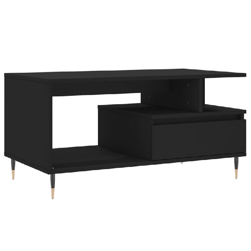 VidaXL Table basse Noir 90x49x45 cm Bois d'ingénierie Modèle Atlas Factory - 831013_0