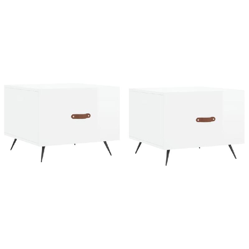 VidaXL Tables basses 2 pcs blanc brillant 50x50x40cm bois d'ingénierie Modèle Aero Outdoor - 829337_0
