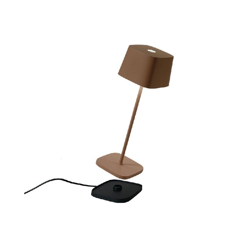 Lampe de table LED Zafferano Ofelia Pro Corten, rechargeable et dimmable - 2200-2700-3000K - 9 heures de puissance maximale - marron 8054040728501_0