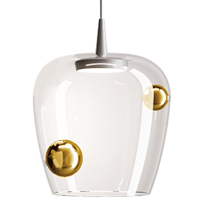Zafferano Suspension Bilia LED 8W 2700K en verre borosilicaté soufflé à la bouche, finition Aluminium et Bronze, diamètre 27cm, h 333cm - gris 805_0