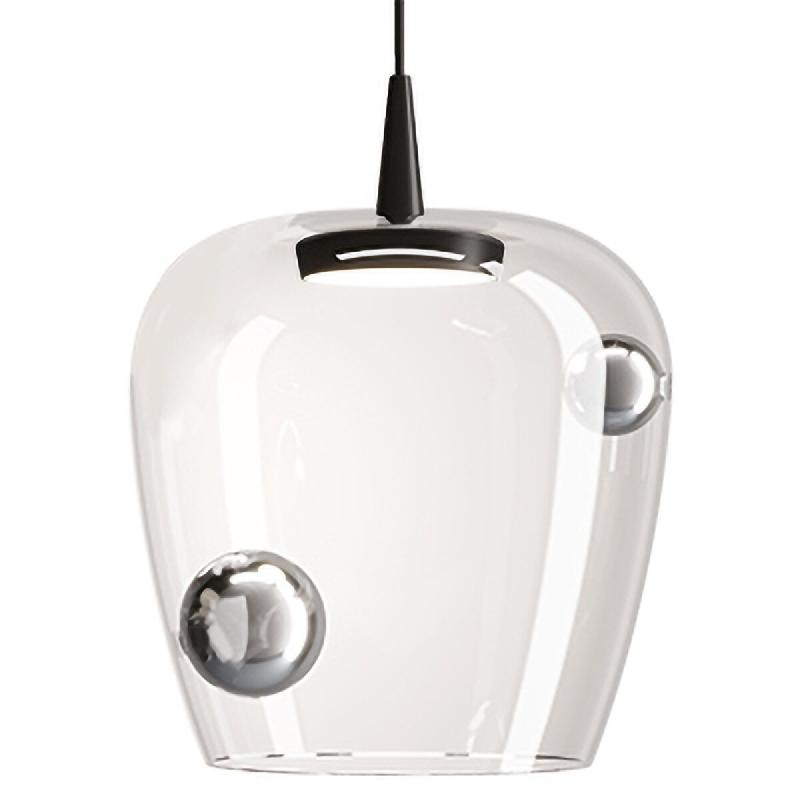 Zafferano Suspension Bilia LED 8W 2700K Verre Borosilicate Soufflé, finition Noir et Argent, design cloche moderne, diamètre 27 cm - multicolore 805_0