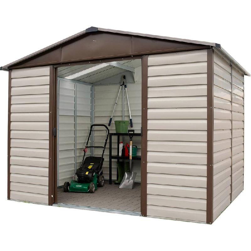 Abri métal 86tbsl - 4,79 m² - H. 215cm - gris châtaigne - portes coulissantes - toit translucide_0