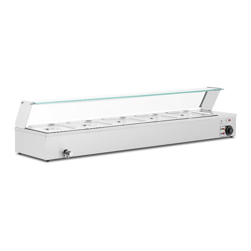 Bain-marie professionnel - chauffe-plat vitrine 2 000 W - 5 x GN 1/2 - robinet de vidange - Royal Catering - 14_0004224_0