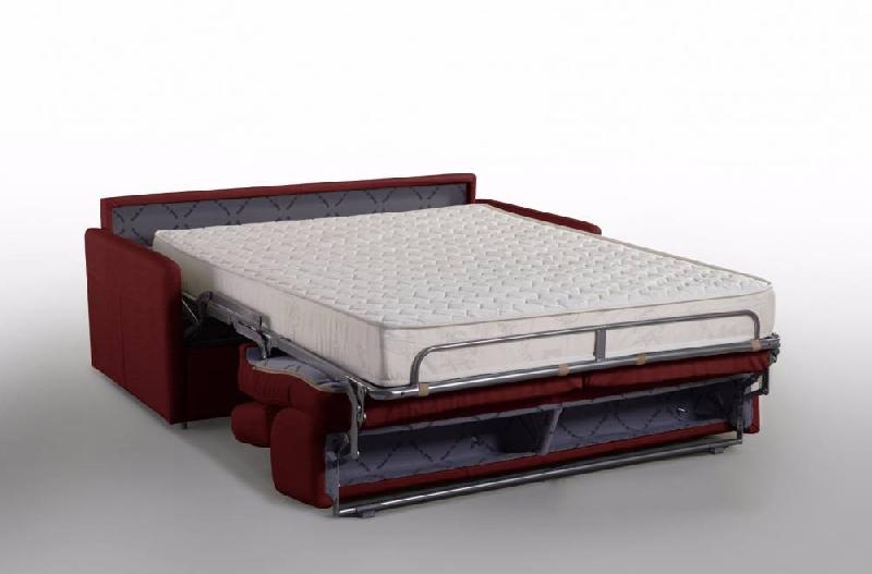 Canapé lit Montmartre en microfibre bordeaux - Couchage 160x197 cm - Matelas 18 cm - Sommier à lattes RENATONISI_0